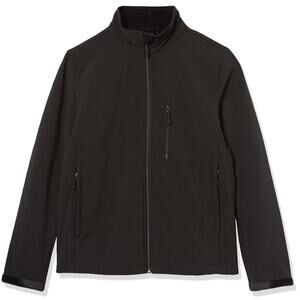 Amazon Essentials Men's Water-Resistant Softshell Jacket, Black,Medium